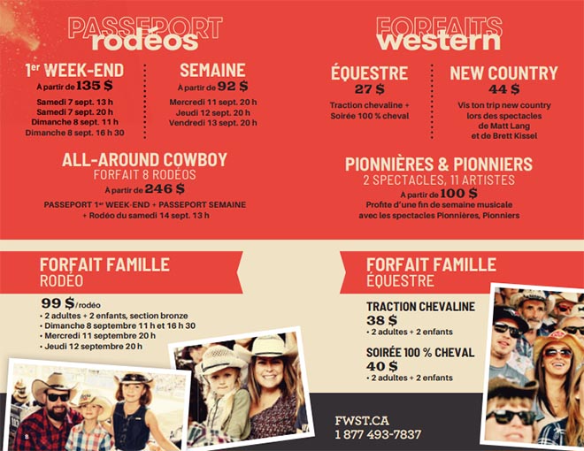 Forfaits Festival Western St-Tite 2019